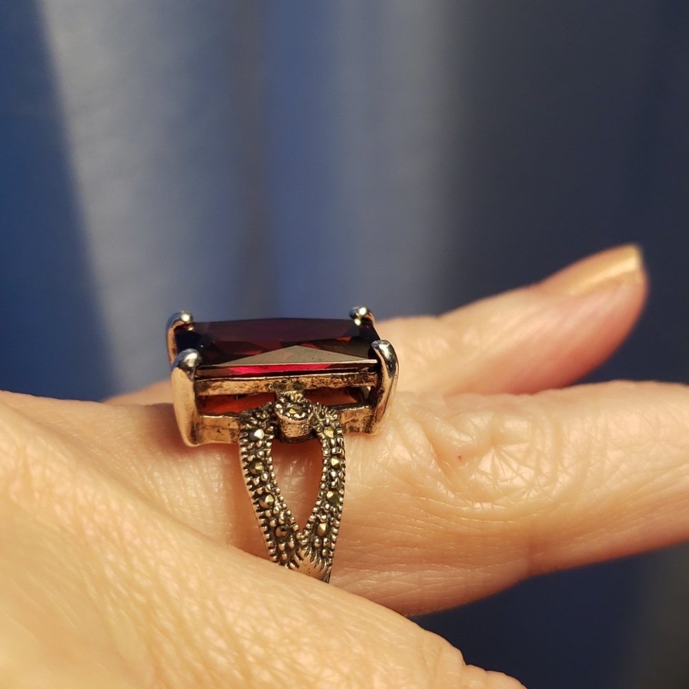 Sterling 925 Silver And Lab Created Ruby Ring - image 3